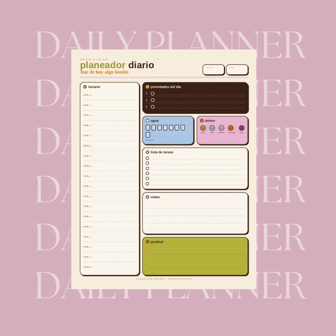 Planner diario café, vista 1