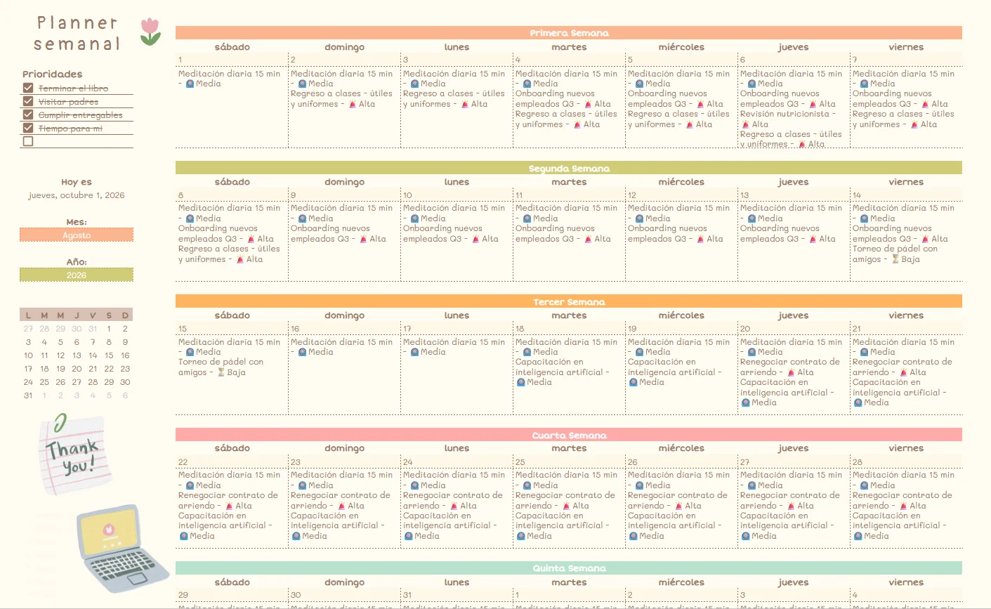 Plantilla Productividad Cute, vista 7