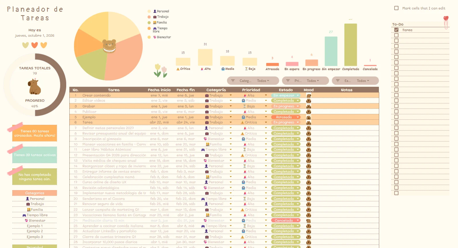 Plantilla Productividad Cute, vista 4