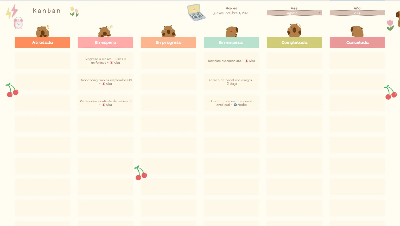 Plantilla Productividad Cute, vista 5
